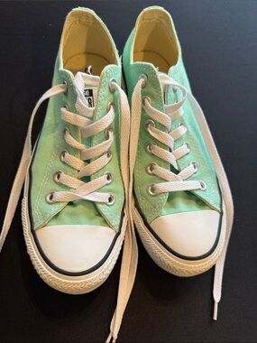 Converse Low-Top Sneakers in Mint Green and White